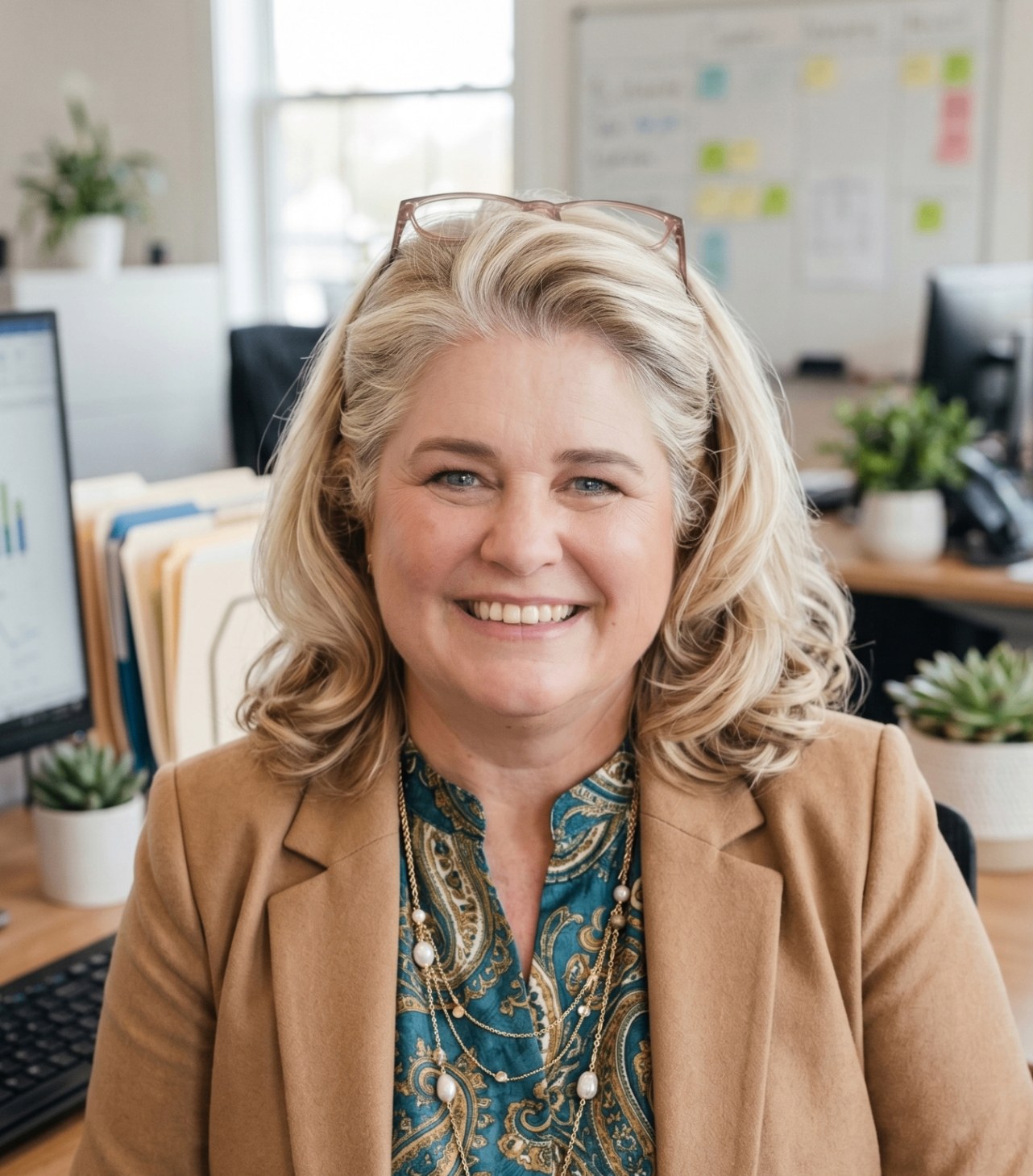Portrait of Stephanie Kresser in a professional office setting.